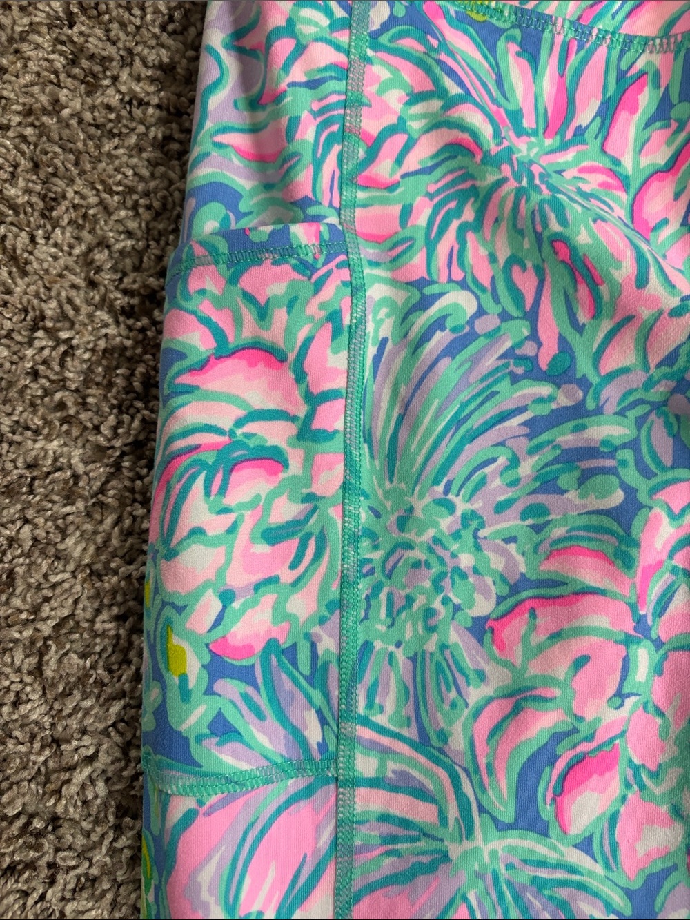 Lilly Pulitzer Pink, Aqua & Lime Floral Leggings - Picture 4 of 7